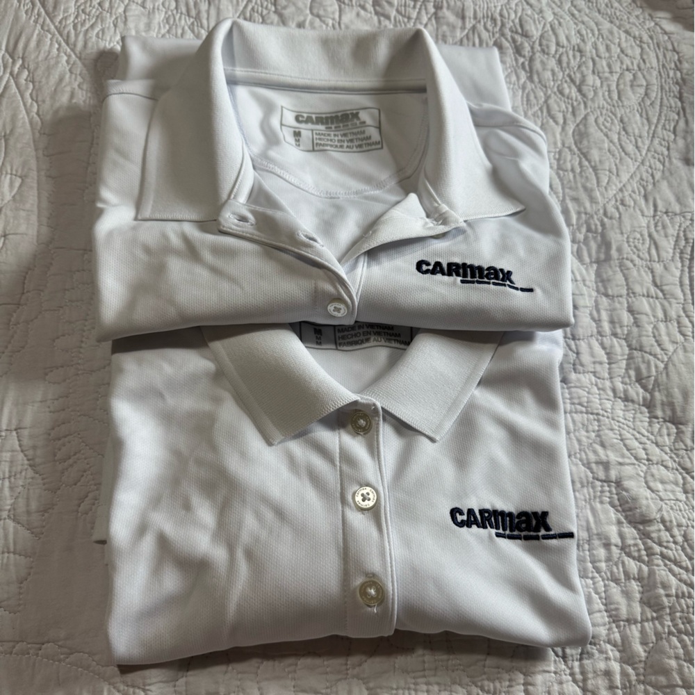2 Carmax White Button-Up Polo